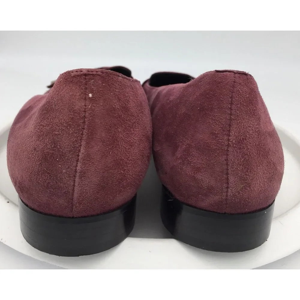 Enrico Gori Burgundy Suede ‎ Firenzi Womens' Apron Toe Slip Ons Sz 8M Italy